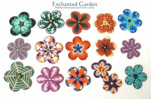 The Complete "Enchanted Garden" 14 Polymer Clay Millefiori Flower Canes Tutorial (eBooks+Videos)