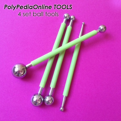 FREE SHIPPING! 4 Modelling Ball Tools Set (double sided) for Polymer Clay