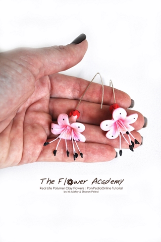 Polymer clay flower academy tutorial - how to create polymer clay flowers cherry earrings