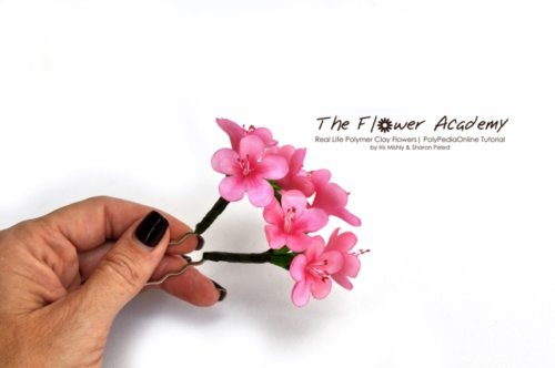 Polymer clay flower academy tutorial - how to create polymer clay flowers cherry hair fork