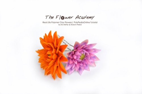 Polymer clay flower academy tutorial - how to create polymer clay flowers dahlia