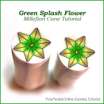 Polymer Clay Green Splash Petals Millefiori Flower Cane Tutorial (eBook+Video)