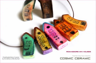 Cosmic Ceramic Polymer Clay Tutorial - Faux Ceramic Riomaggiore Mini-Houses Beads