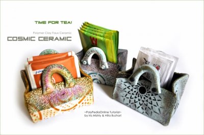 Cosmic Ceramic Polymer Clay Tutorial - Faux Ceramic Time For Tea Boxes Decoration