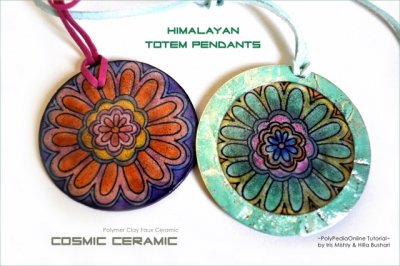 Cosmic Ceramic Polymer Clay Tutorial - Faux Ceramic Himalayan Totem Pendants