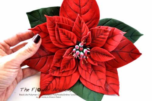 Polymer clay flower academy tutorial - how to create polymer clay flowers poinsettia