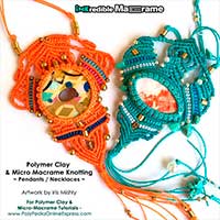 polymer clay micro macrame necklace