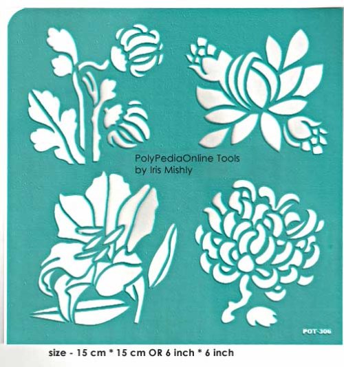 4 flowers adhesive stencil