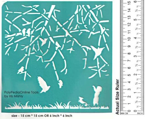 birds on tree stencil