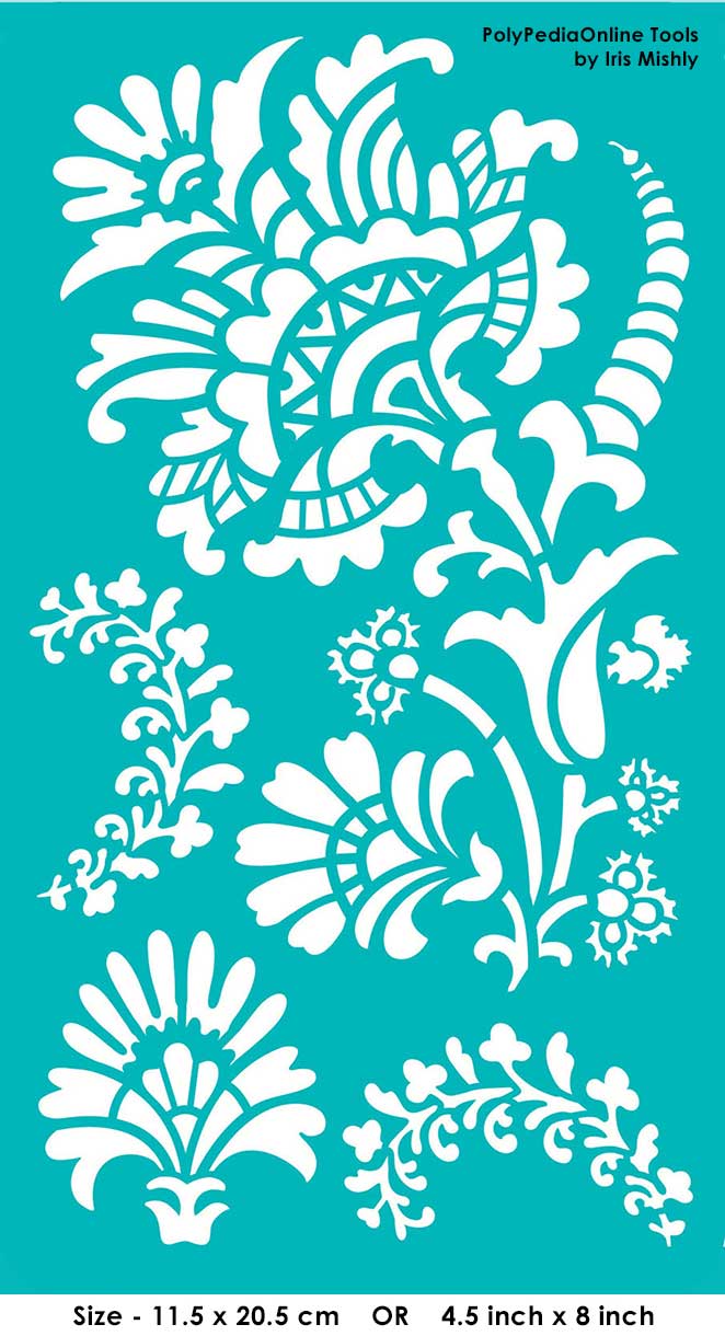 Download Stencil "Blooming Flowers" 4.5/8 inch, 11.5/20.5 cm, self ...