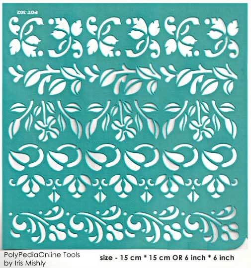 Stencil Leaves & Flowers Borders 6 inch/15 cm, self-adhesive