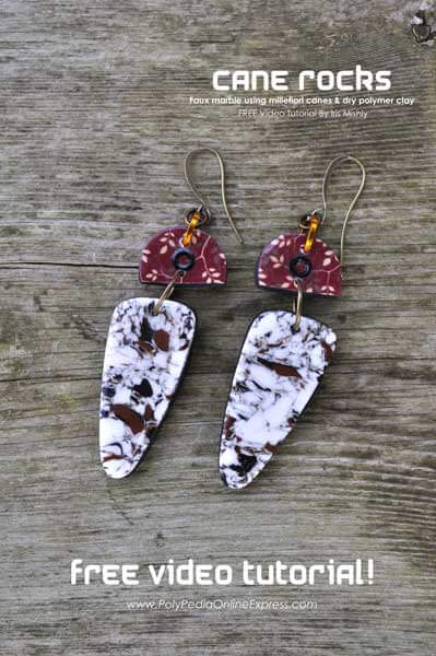 Granite polymer clay earrings deals